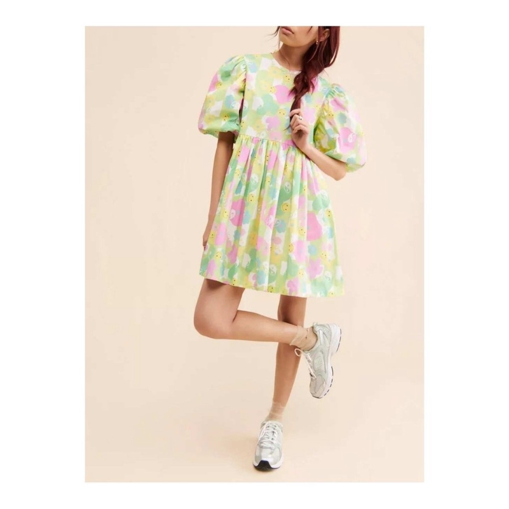 Megan Crosby Olive Mini Dress Multicolor smiley face pattern - Picture 5 of 15